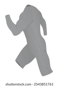 Long sleeve jumpsuit, side view, vector
