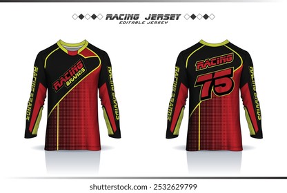 Langarm Motocross Renntrikot mockup, Fußball-Trikot, Fußball-Uniformen, Rennen, Spiel, Marine-Trikot für Sublimation Sport-Design