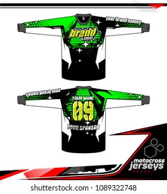 Long sleeve Motocross jerseys t-shirts vector, 
graphic design for football uniforms, unisex cycling, navy submariner and sportswear.