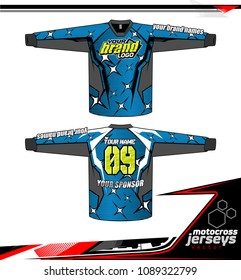 Long sleeve Motocross jerseys t-shirts vector, 
graphic design for football uniforms, unisex cycling, navy submariner and sportswear.