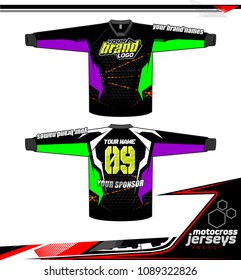 Long sleeve Motocross jerseys t-shirts vector, 
graphic design for football uniforms, unisex cycling, navy submariner and sportswear.