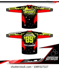 Long sleeve Motocross jerseys t-shirts vector, 
graphic design for football uniforms, unisex cycling, navy submariner and sportswear.