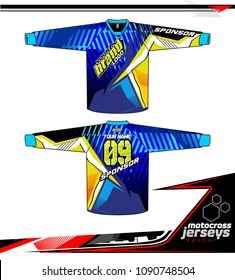 Long sleeve Motocross jerseys t-shirts vector, 
graphic design for football uniforms, unisex cycling, navy submariner and sportswear.