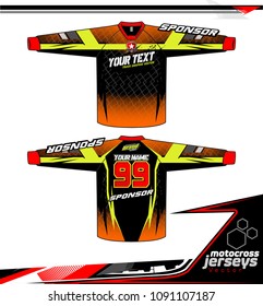Long sleeve Motocross jerseys t-shirts vector, 
graphic design for football uniforms, unisex cycling, navy submariner and sportswear.
