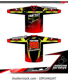 Long sleeve Motocross jerseys t-shirts vector, 
graphic design for football uniforms, unisex cycling, navy submariner and sportswear.