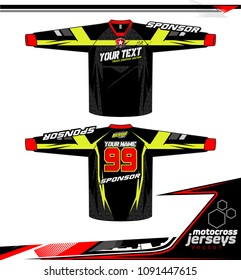 Long sleeve Motocross jerseys t-shirts vector, 
graphic design for football uniforms, unisex cycling, navy submariner and sportswear.