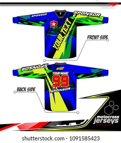 Long sleeve Motocross jerseys t-shirts vector, 
graphic design for football uniforms, unisex cycling, navy submariner and sportswear.