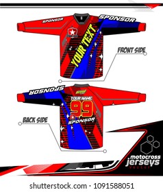 Long sleeve Motocross jerseys t-shirts vector, 
graphic design for football uniforms, unisex cycling, navy submariner and sportswear.