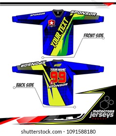 Long sleeve Motocross jerseys t-shirts vector, 
graphic design for football uniforms, unisex cycling, navy submariner and sportswear.