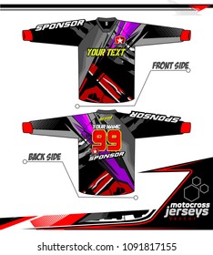 Long sleeve Motocross jerseys t-shirts vector, 
graphic design for football uniforms, unisex cycling, navy submariner and sportswear.