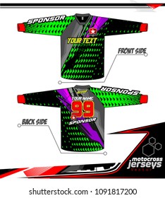 Long sleeve Motocross jerseys t-shirts vector, 
graphic design for football uniforms, unisex cycling, navy submariner and sportswear.