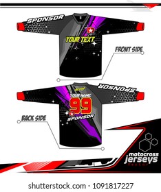 Long sleeve Motocross jerseys t-shirts vector, 
graphic design for football uniforms, unisex cycling, navy submariner and sportswear.