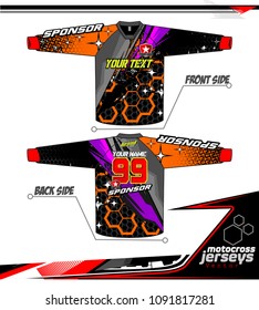 Long sleeve Motocross jerseys t-shirts vector, 
graphic design for football uniforms, unisex cycling, navy submariner and sportswear.
