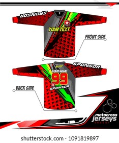Long sleeve Motocross jerseys t-shirts vector, 
graphic design for football uniforms, unisex cycling, navy submariner and sportswear.