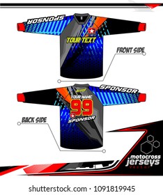 Long sleeve Motocross jerseys t-shirts vector, 
graphic design for football uniforms, unisex cycling, navy submariner and sportswear.