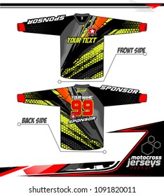 Long sleeve Motocross jerseys t-shirts vector, 
graphic design for football uniforms, unisex cycling, navy submariner and sportswear.