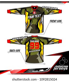 Long sleeve Motocross jerseys t-shirts vector, 
graphic design for football uniforms, unisex cycling, navy submariner and sportswear.