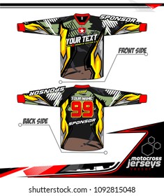 Long sleeve Motocross jerseys t-shirts vector, 
graphic design for football uniforms, unisex cycling, navy submariner and sportswear.