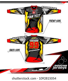 Long sleeve Motocross jerseys t-shirts vector, 
graphic design for football uniforms, unisex cycling, navy submariner and sportswear.