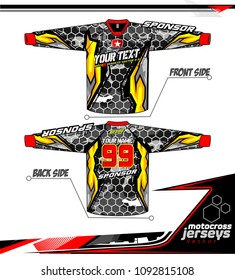 Long sleeve Motocross jerseys t-shirts vector, 
graphic design for football uniforms, unisex cycling, navy submariner and sportswear.