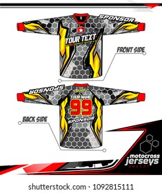 Long sleeve Motocross jerseys t-shirts vector, 
graphic design for football uniforms, unisex cycling, navy submariner and sportswear.