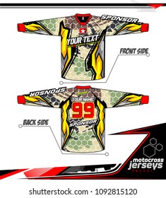 Long sleeve Motocross jerseys t-shirts vector, 
graphic design for football uniforms, unisex cycling, navy submariner and sportswear.