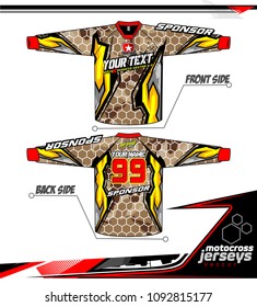 Long sleeve Motocross jerseys t-shirts vector, 
graphic design for football uniforms, unisex cycling, navy submariner and sportswear.