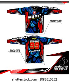 Long sleeve Motocross jerseys t-shirts vector, 
graphic design for football uniforms, unisex cycling, navy submariner and sportswear.