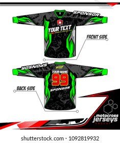 Long sleeve Motocross jerseys t-shirts vector, 
graphic design for football uniforms, unisex cycling, navy submariner and sportswear.