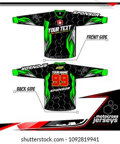 Long sleeve Motocross jerseys t-shirts vector, 
graphic design for football uniforms, unisex cycling, navy submariner and sportswear.