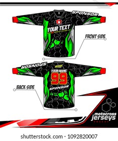 Long sleeve Motocross jerseys t-shirts vector, 
graphic design for football uniforms, unisex cycling, navy submariner and sportswear.