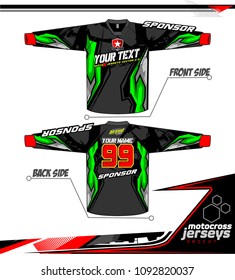 Long sleeve Motocross jerseys t-shirts vector, 
graphic design for football uniforms, unisex cycling, navy submariner and sportswear.