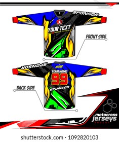 Long sleeve Motocross jerseys t-shirts vector, 
graphic design for football uniforms, unisex cycling, navy submariner and sportswear.