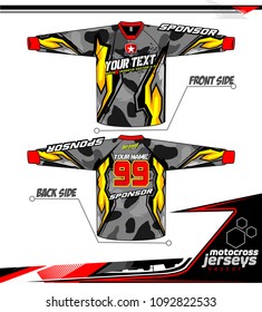 Long sleeve Motocross jerseys t-shirts vector, 
graphic design for football uniforms, unisex cycling, navy submariner and sportswear.