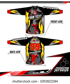 Long sleeve Motocross jerseys t-shirts vector, 
graphic design for football uniforms, unisex cycling, navy submariner and sportswear.