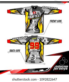 Long sleeve Motocross jerseys t-shirts vector, 
graphic design for football uniforms, unisex cycling, navy submariner and sportswear.