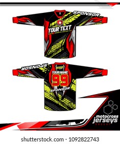 Long sleeve Motocross jerseys t-shirts vector, 
graphic design for football uniforms, unisex cycling, navy submariner and sportswear.