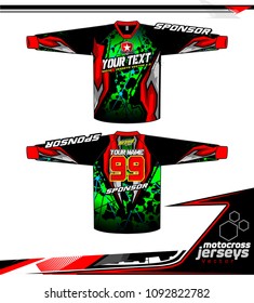 Long sleeve Motocross jerseys t-shirts vector, 
graphic design for football uniforms, unisex cycling, navy submariner and sportswear.
