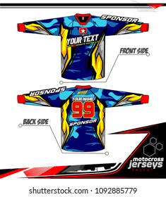 Long sleeve Motocross jerseys t-shirts vector, 
graphic design for football uniforms, unisex cycling, navy submariner and sportswear.