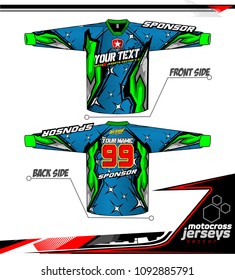 Long sleeve Motocross jerseys t-shirts vector, 
graphic design for football uniforms, unisex cycling, navy submariner and sportswear.