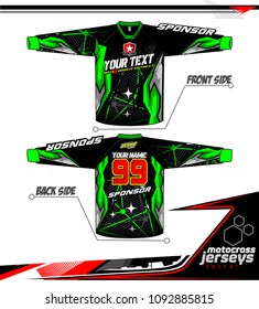 Long sleeve Motocross jerseys t-shirts vector, 
graphic design for football uniforms, unisex cycling, navy submariner and sportswear.