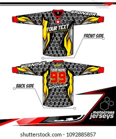 Long sleeve Motocross jerseys t-shirts vector, 
graphic design for football uniforms, unisex cycling, navy submariner and sportswear.