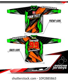 Long sleeve Motocross jerseys t-shirts vector, 
graphic design for football uniforms, unisex cycling, navy submariner and sportswear.