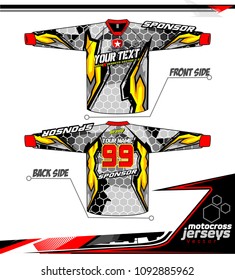 Long sleeve Motocross jerseys t-shirts vector, 
graphic design for football uniforms, unisex cycling, navy submariner and sportswear.