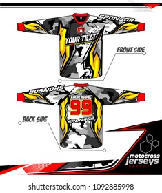 Long sleeve Motocross jerseys t-shirts vector, 
graphic design for football uniforms, unisex cycling, navy submariner and sportswear.