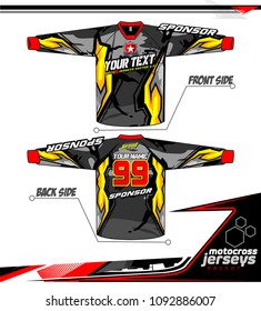 Long sleeve Motocross jerseys t-shirts vector, 
graphic design for football uniforms, unisex cycling, navy submariner and sportswear.