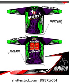 Long sleeve Motocross jerseys t-shirts vector, 
graphic design for football uniforms, unisex cycling, navy submariner and sportswear.