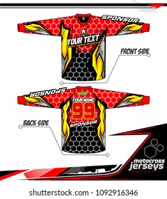 Long sleeve Motocross jerseys t-shirts vector, 
graphic design for football uniforms, unisex cycling, navy submariner and sportswear.