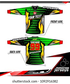 Long sleeve Motocross jerseys t-shirts vector, 
graphic design for football uniforms, unisex cycling, navy submariner and sportswear.