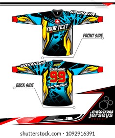 Long sleeve Motocross jerseys t-shirts vector, 
graphic design for football uniforms, unisex cycling, navy submariner and sportswear.